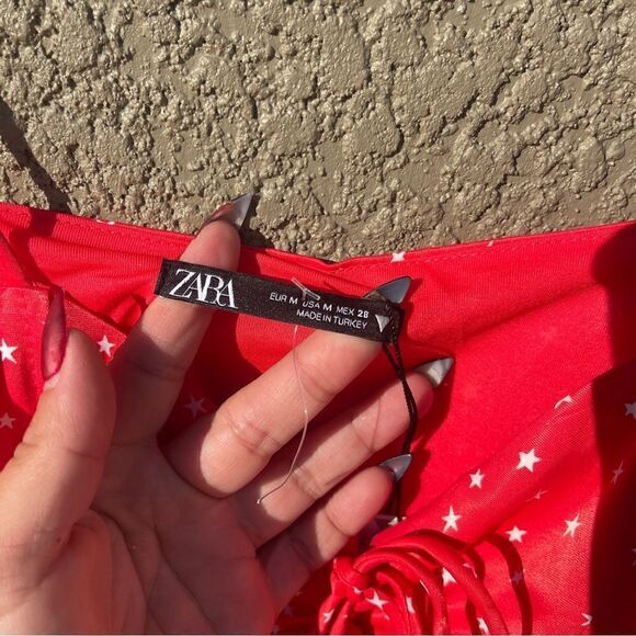 NWT Zara red & white star lace up bodysuit Sz M - Picture 6 of 10